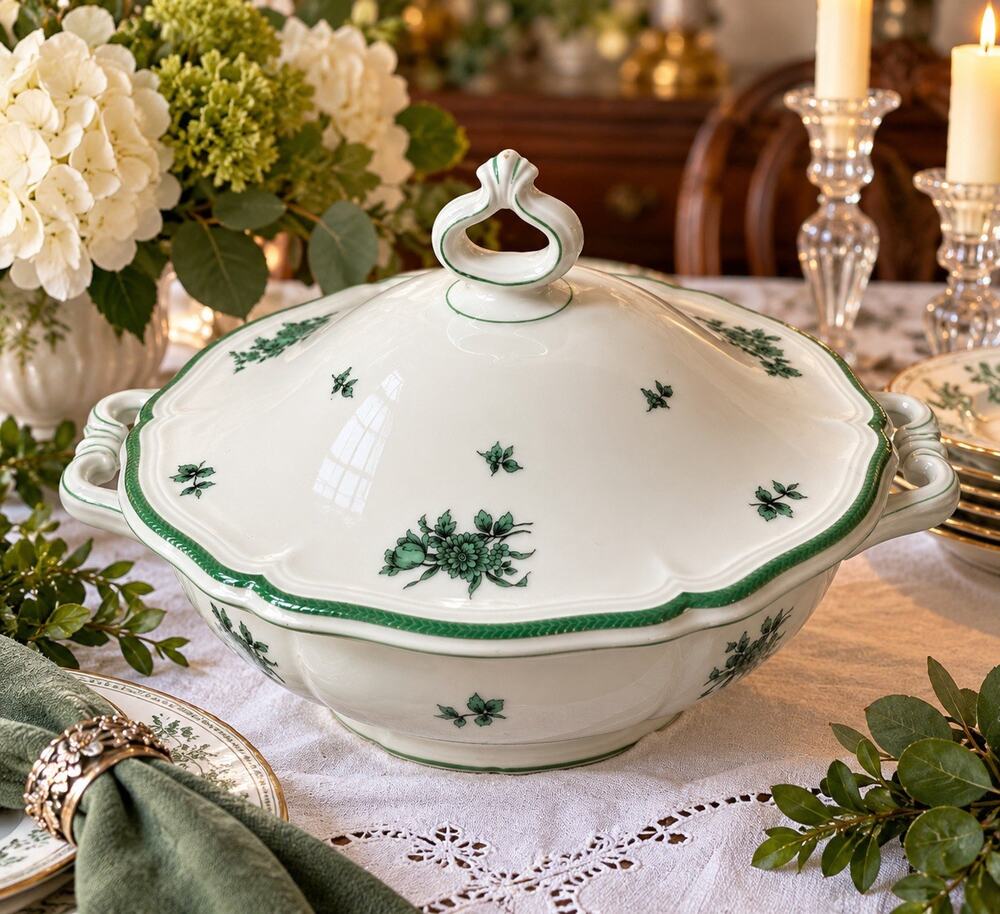 Rosenthal Chippendale Green Bloom Grune Blume 61 Covered Vegetable Tureen